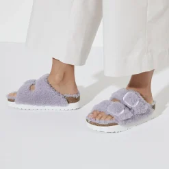 Best Sale Birkenstock Arizona Big Buckle Lammeskind Purple Fog