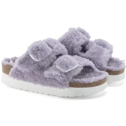 Best Sale Birkenstock Arizona Big Buckle Lammeskind Purple Fog