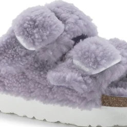 Best Sale Birkenstock Arizona Big Buckle Lammeskind Purple Fog