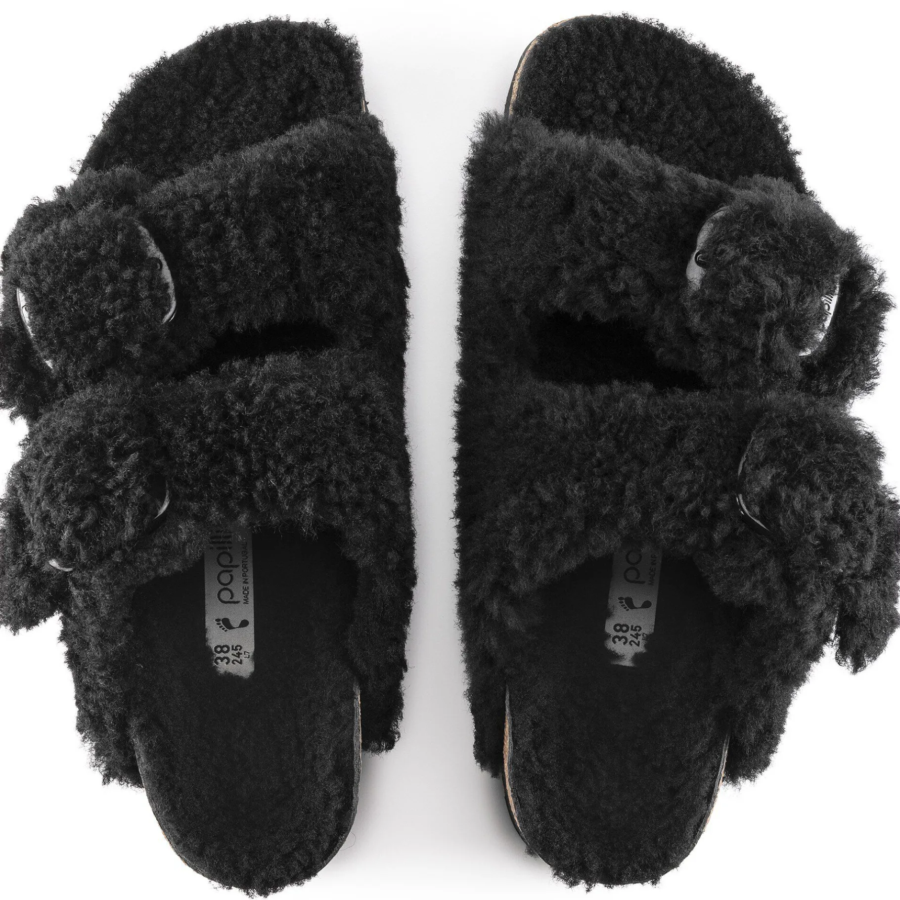 New Birkenstock Arizona Big Buckle Lammeskind Teddy Black