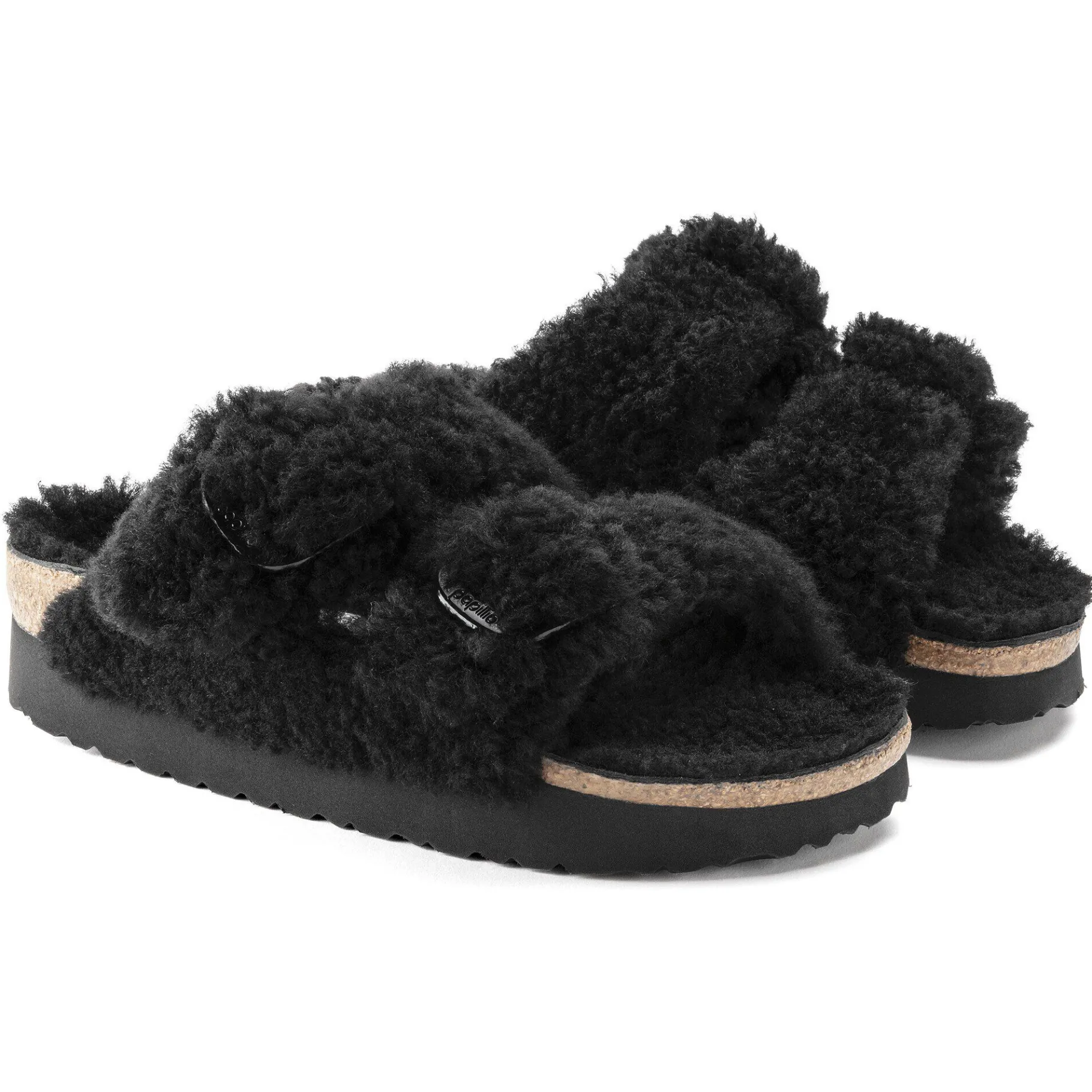New Birkenstock Arizona Big Buckle Lammeskind Teddy Black