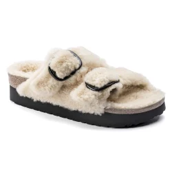 Cheap Birkenstock Arizona Big Buckle Lammeskind Teddy Eggshell