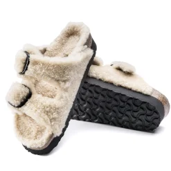 Cheap Birkenstock Arizona Big Buckle Lammeskind Teddy Eggshell