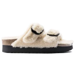 Cheap Birkenstock Arizona Big Buckle Lammeskind Teddy Eggshell
