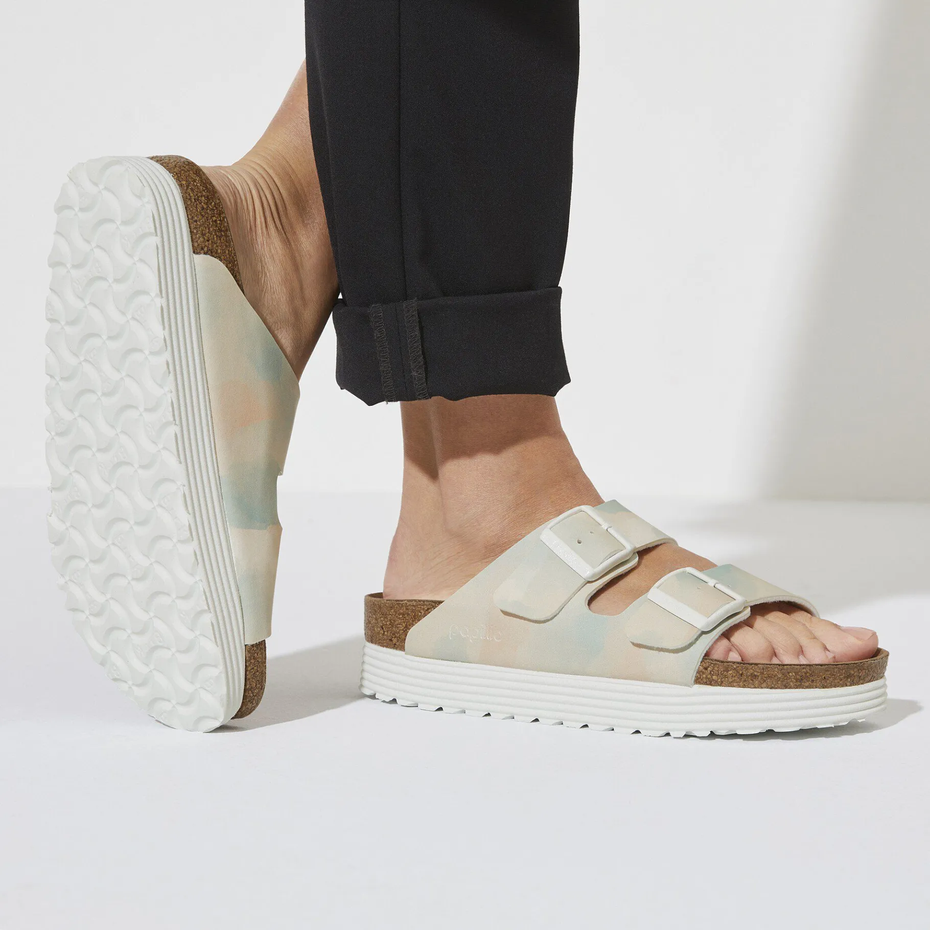 Cheap Birkenstock Arizona Platform Vegansk Watercolor Pink/Blue