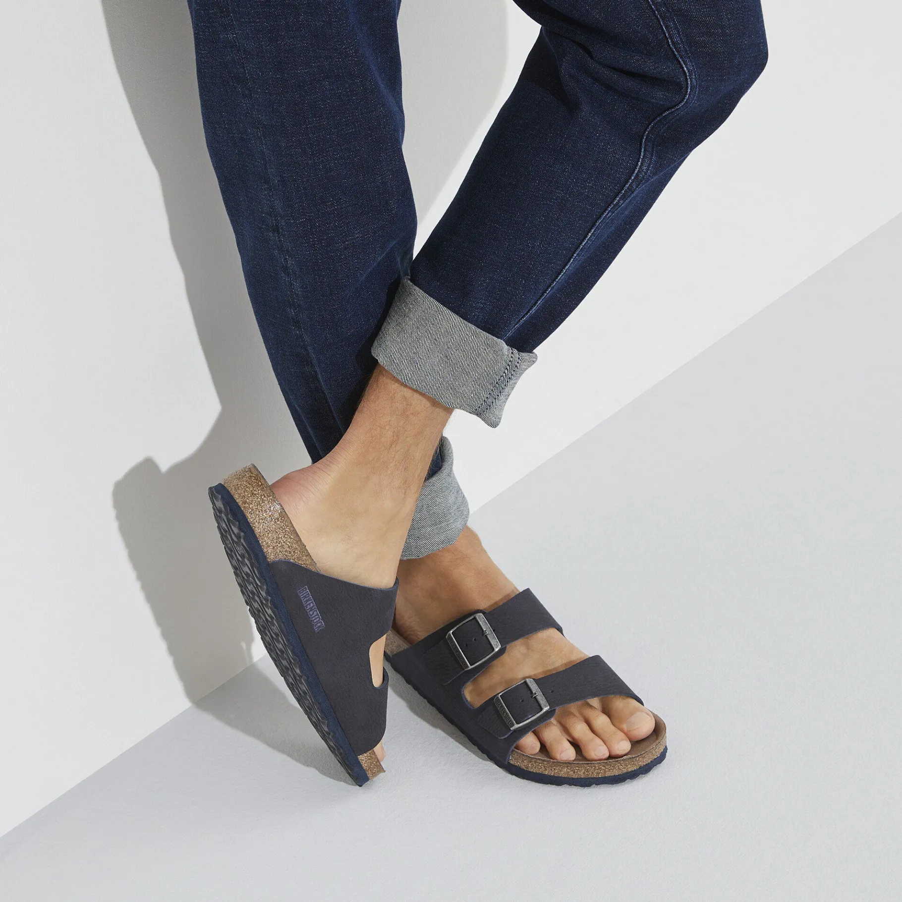 Discount Birkenstock Arizona Vegansk Desert Dust Indigo Blue