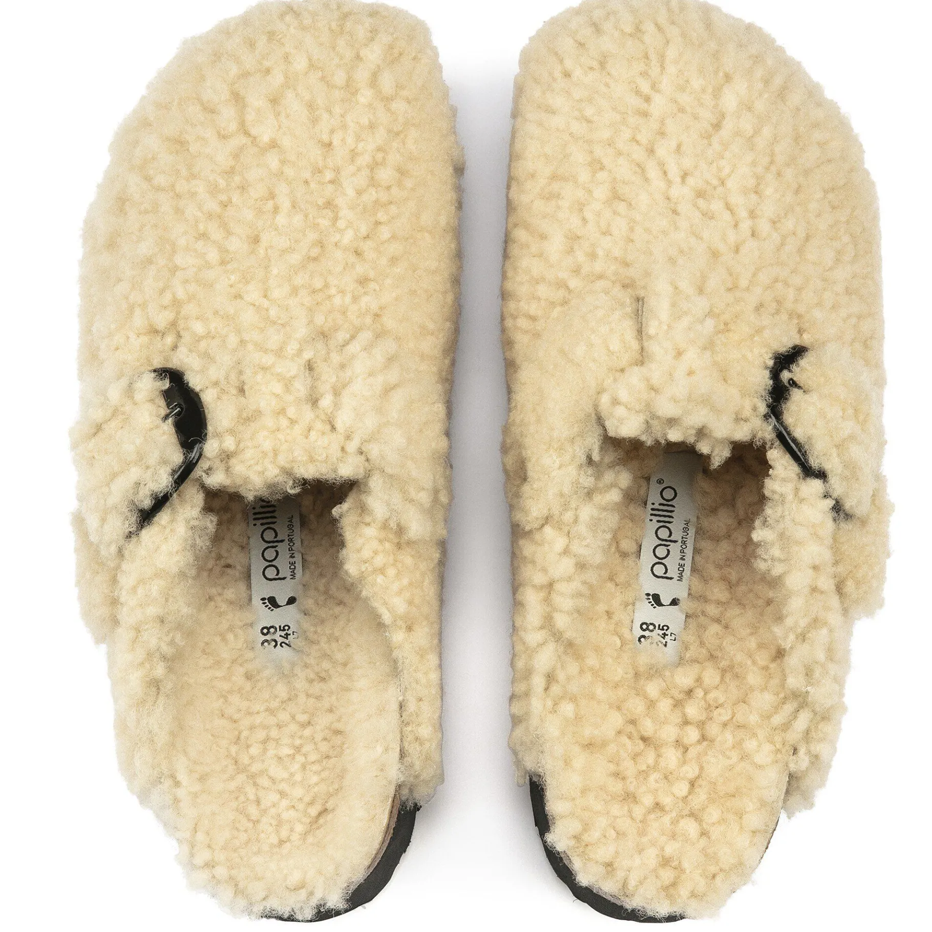Best Sale Birkenstock Boston Big Buckle Platform Teddy Eggshell