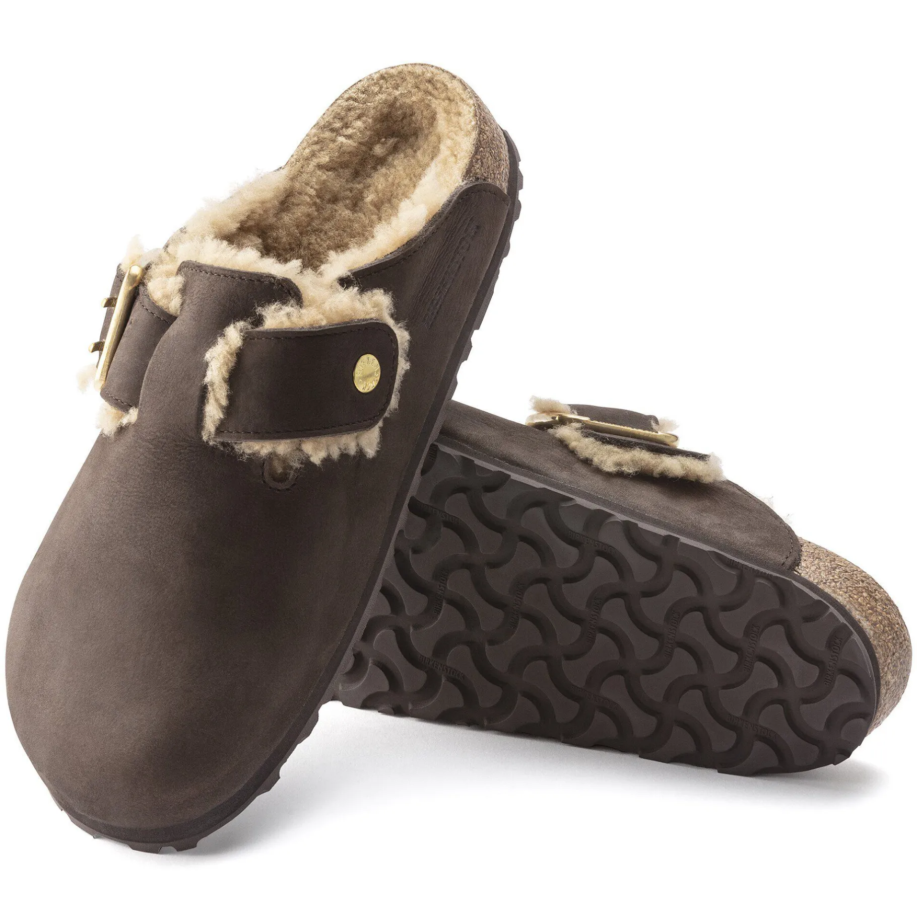 Shop Birkenstock Boston Bold Shearling Espresso