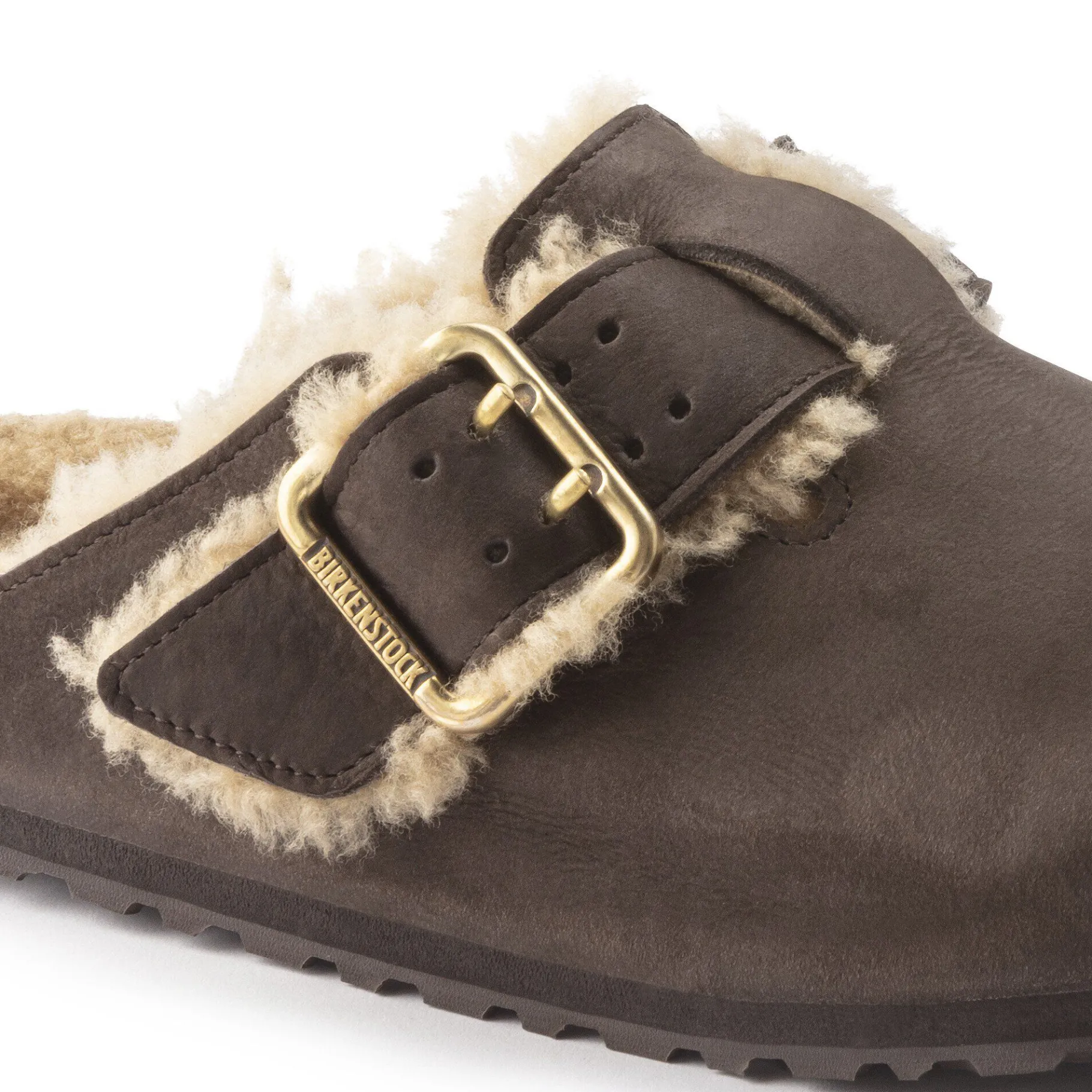 Shop Birkenstock Boston Bold Shearling Espresso