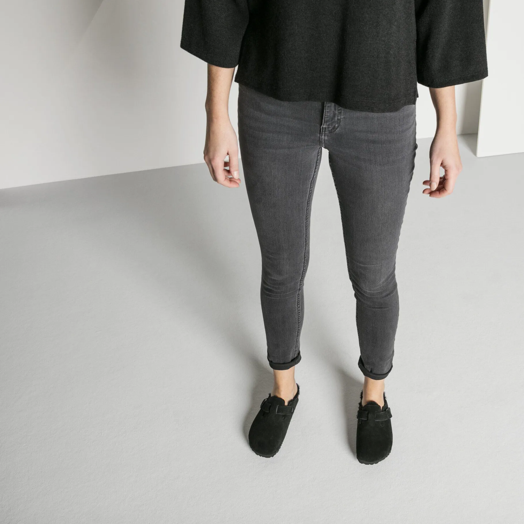 Sale Birkenstock Boston Lammeskind Black