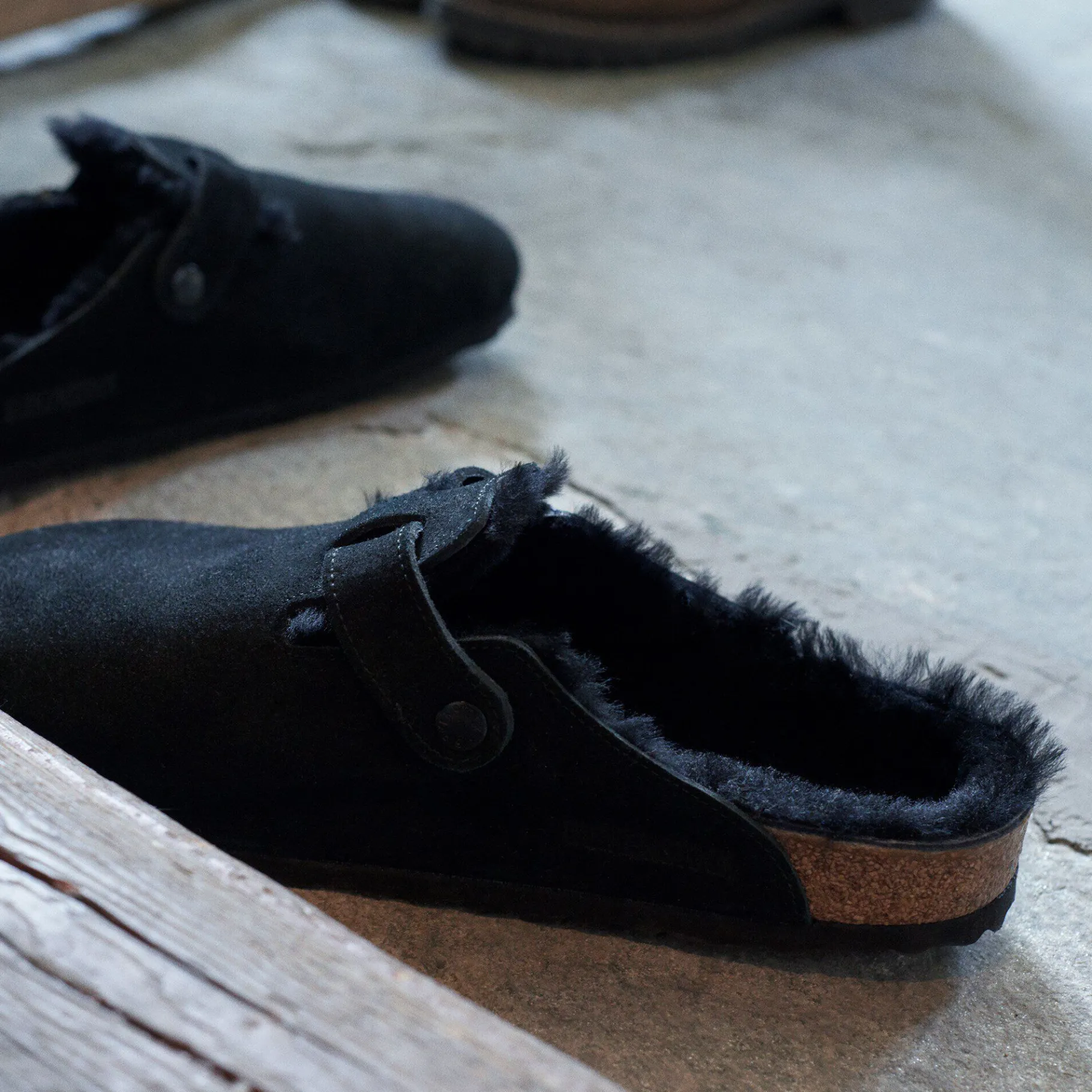 Sale Birkenstock Boston Lammeskind Black