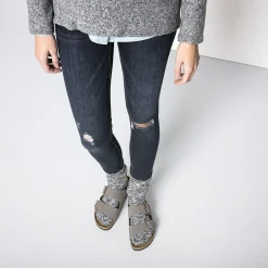 Clearance Birkenstock Cotton Slub Damer Black Gray