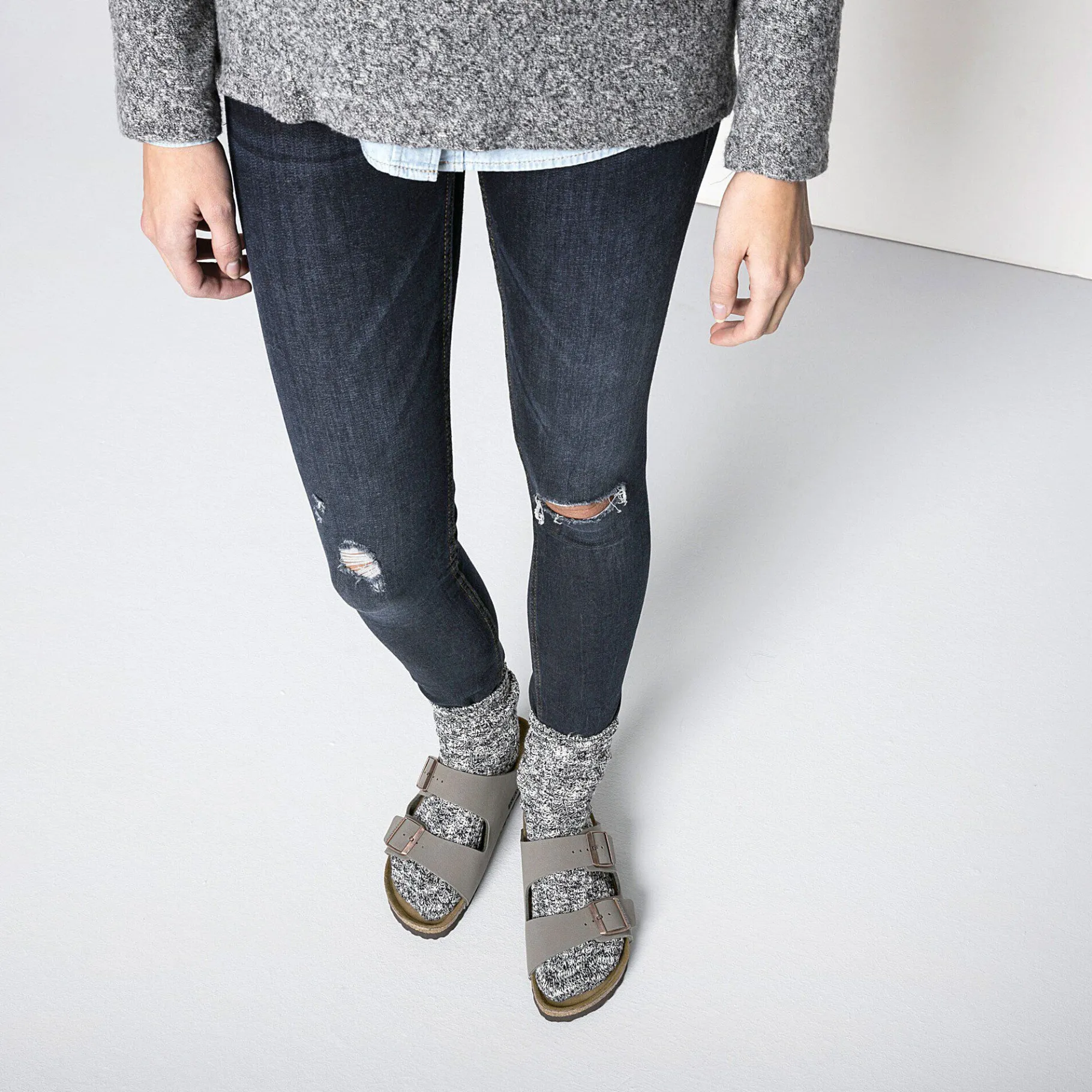 Clearance Birkenstock Cotton Slub Damer Black Gray