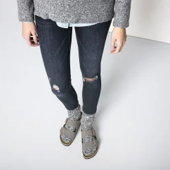Hot Birkenstock Cotton Slub Damer Black/Gray
