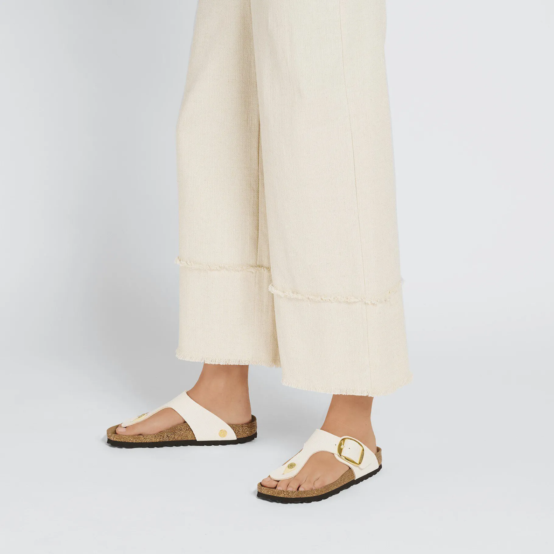 Best Sale Birkenstock Gizeh Big Buckle Rivet Logo Canvas Eggshell