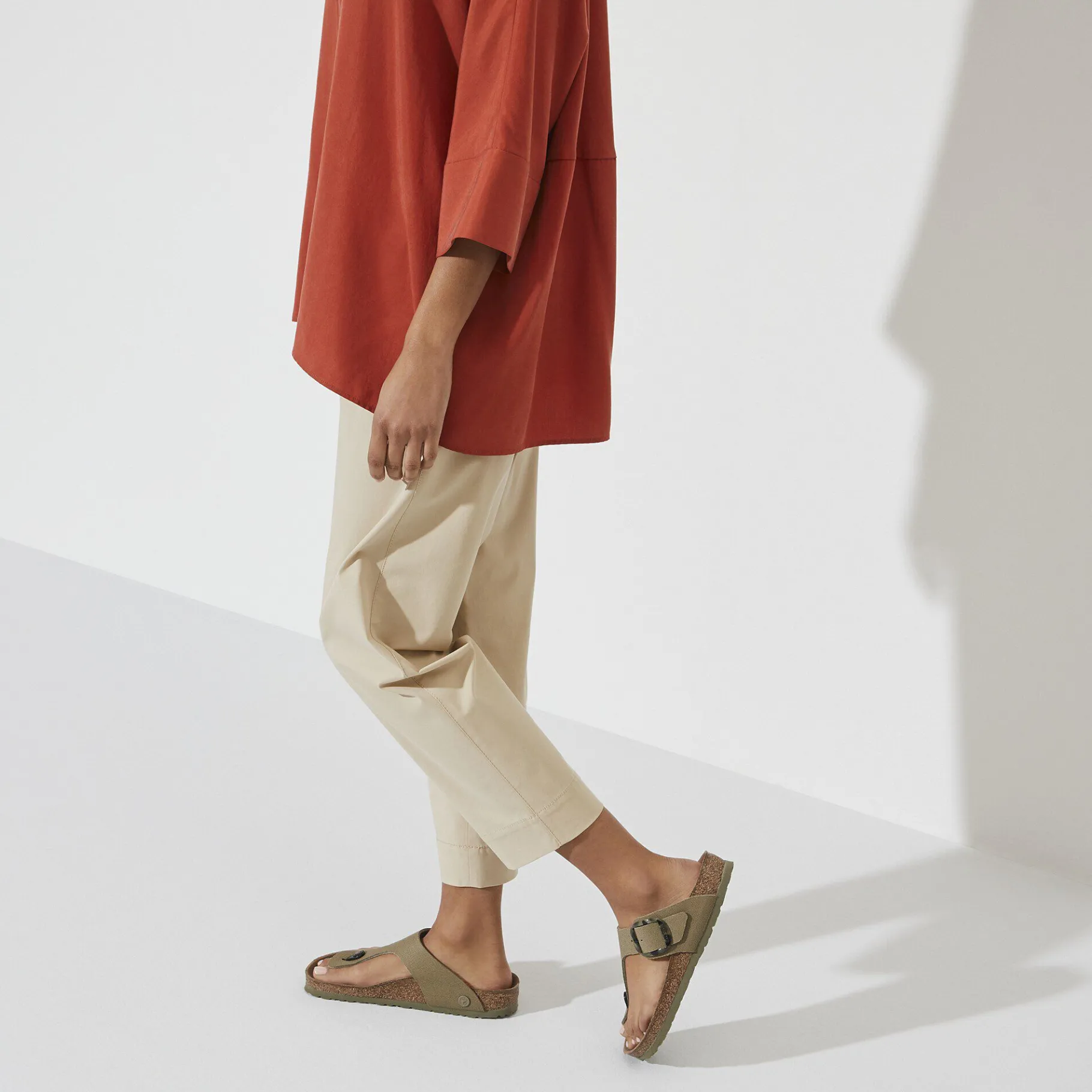Shop Birkenstock Gizeh Vegan Big Buckle Faded Khaki
