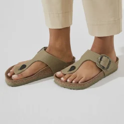 Shop Birkenstock Gizeh Vegan Big Buckle Faded Khaki