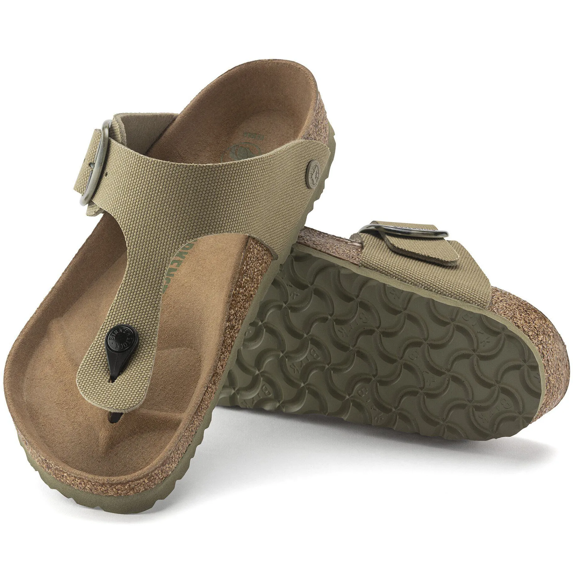 Shop Birkenstock Gizeh Vegan Big Buckle Faded Khaki