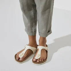 Outlet Birkenstock Gizeh Vegansk Canvas Eggshell
