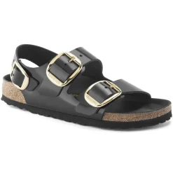Shop Birkenstock Milano Big Buckle High Shine Black