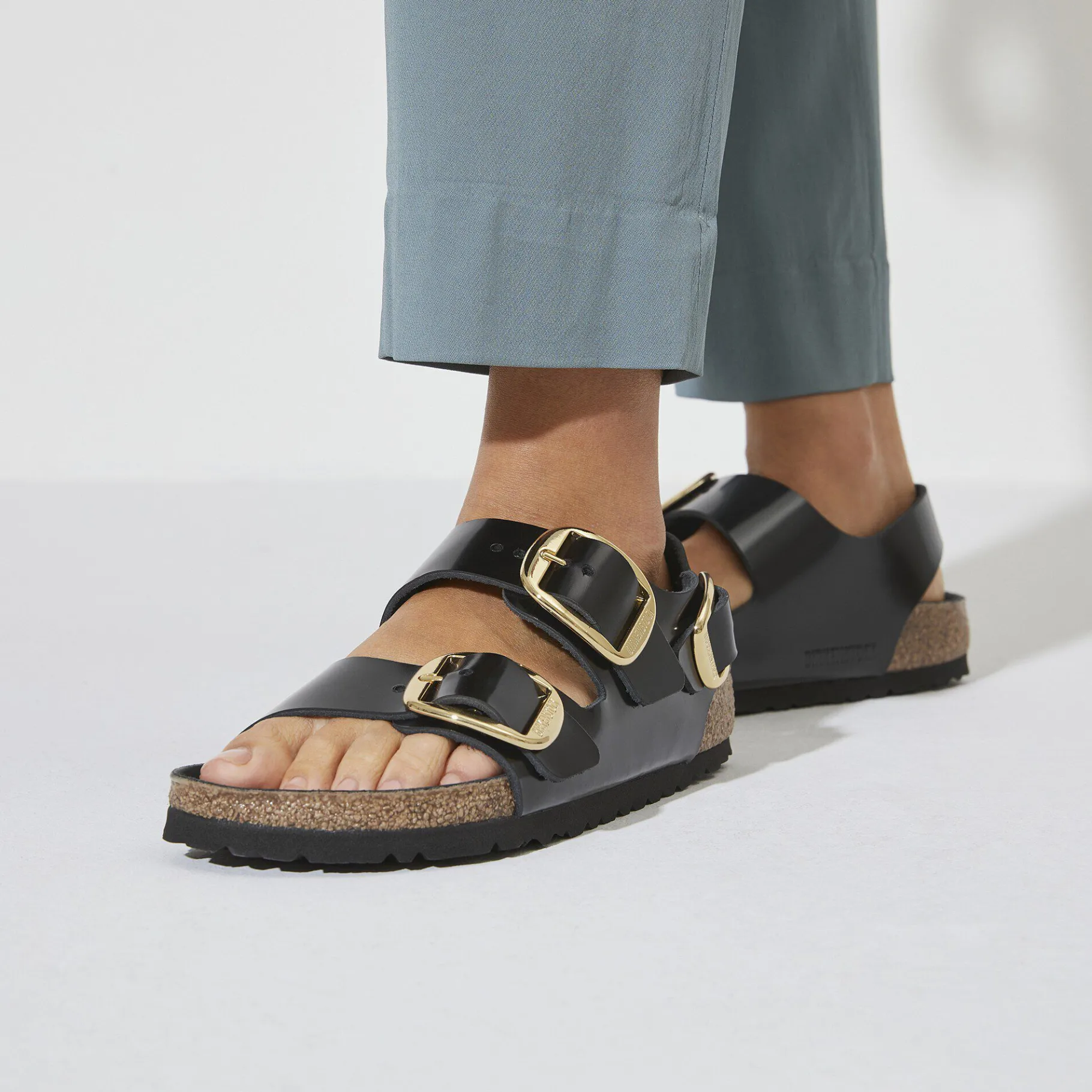 Shop Birkenstock Milano Big Buckle High Shine Black