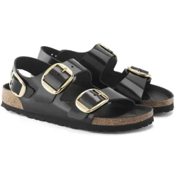 Shop Birkenstock Milano Big Buckle High Shine Black