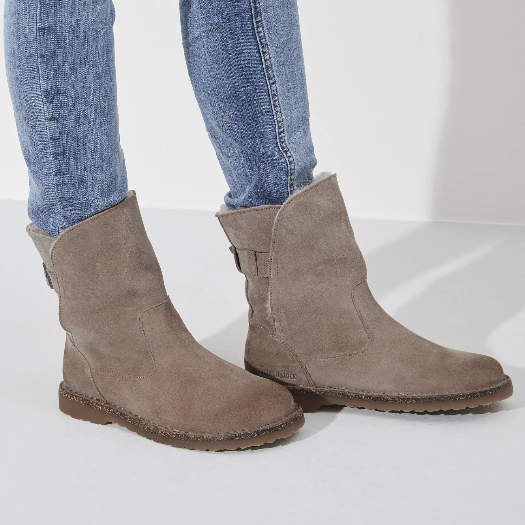 Shop Birkenstock Uppsala Lammeskind Gray Taupe