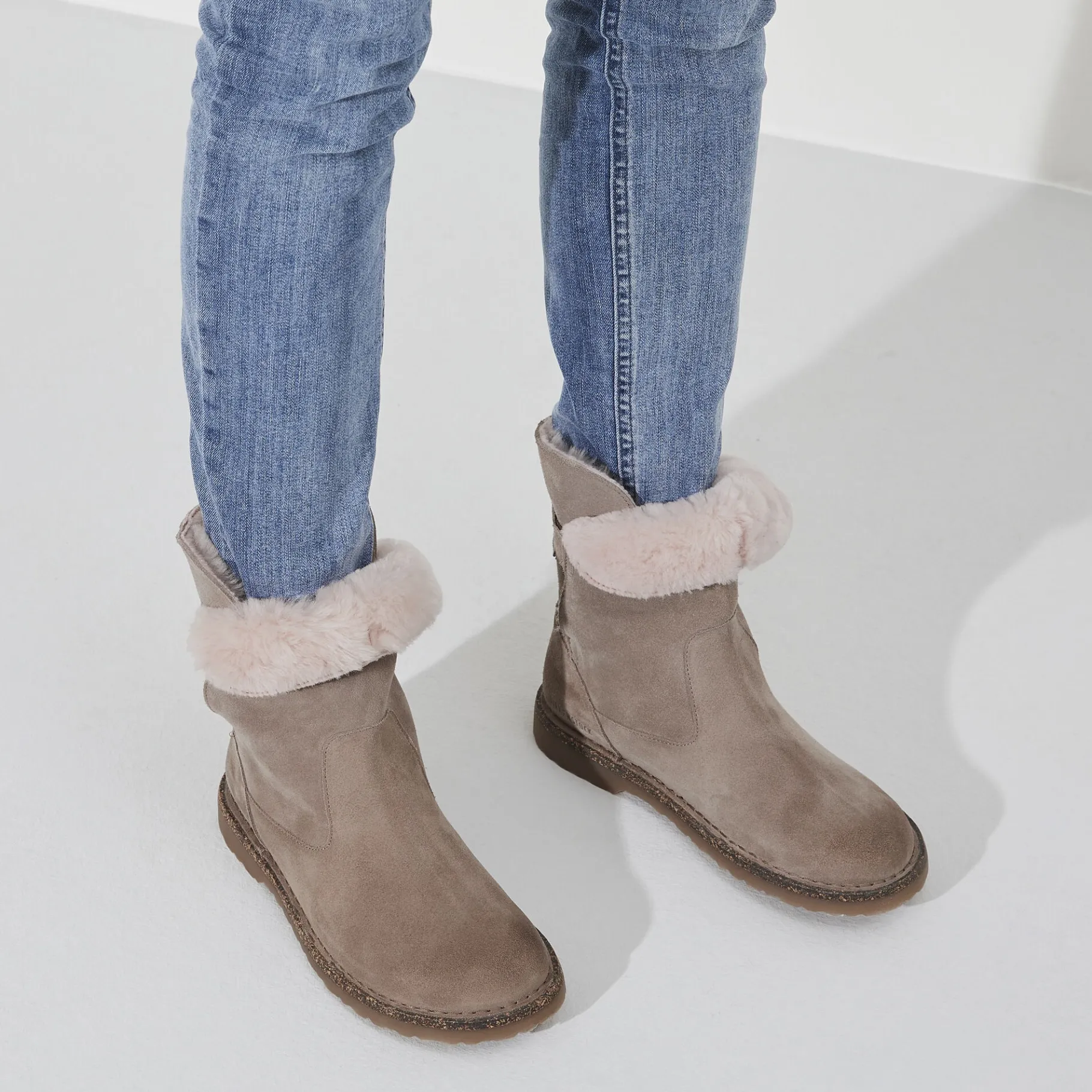 Shop Birkenstock Uppsala Lammeskind Gray Taupe